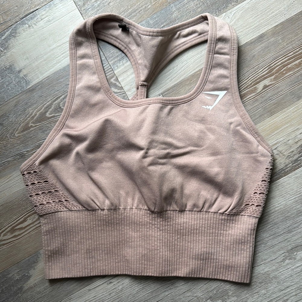 Gym Shark Women's Tan Sports Bra Medium